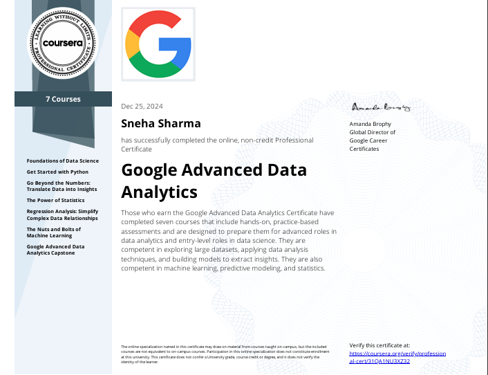 Google Advanced Data Analytics
